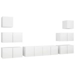 vidaXL Set dulapuri TV, 8 piese, alb, lemn prelucrat vidaXL Set dulapuri TV, 8 piese, alb, lemn prelucrat