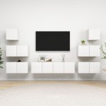 vidaXL Set dulapuri TV, 8 piese, alb, lemn prelucrat vidaXL Set dulapuri TV, 8 piese, alb, lemn prelucrat