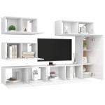 vidaXL Set dulapuri TV, 6 piese, alb, lemn prelucrat vidaXL Set dulapuri TV, 6 piese, alb, lemn prelucrat