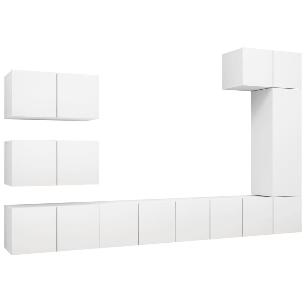 vidaXL Set dulapuri TV, 8 piese, alb, lemn prelucrat