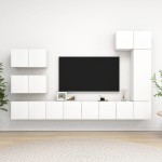 vidaXL Set dulapuri TV, 8 piese, alb, lemn prelucrat vidaXL Set dulapuri TV, 8 piese, alb, lemn prelucrat