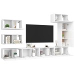 vidaXL Set dulapuri TV, 8 piese, alb, lemn prelucrat vidaXL Set dulapuri TV, 8 piese, alb, lemn prelucrat