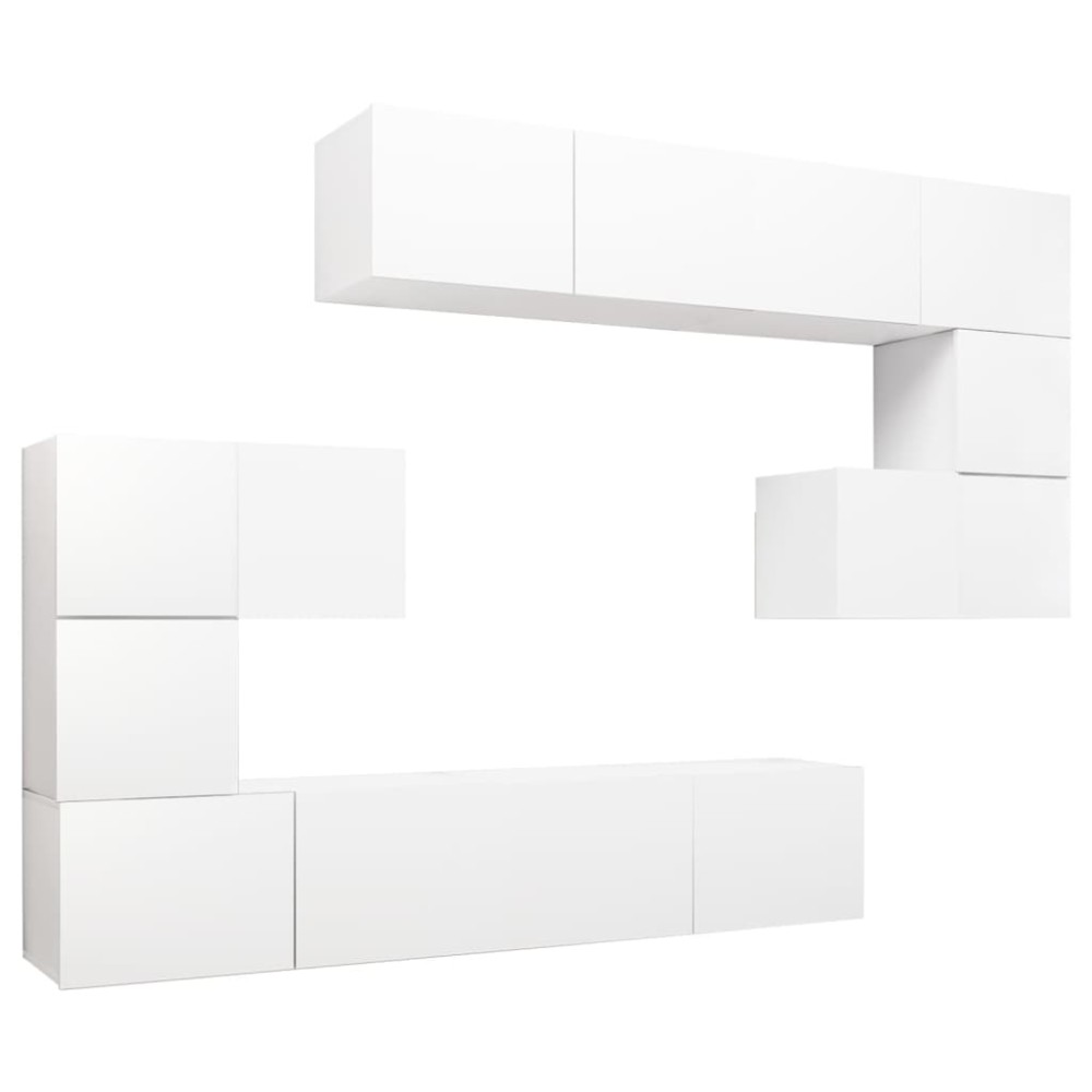 vidaXL Set dulapuri TV, 8 piese, alb, lemn prelucrat