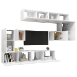 vidaXL Set dulapuri TV, 8 piese, alb, lemn prelucrat