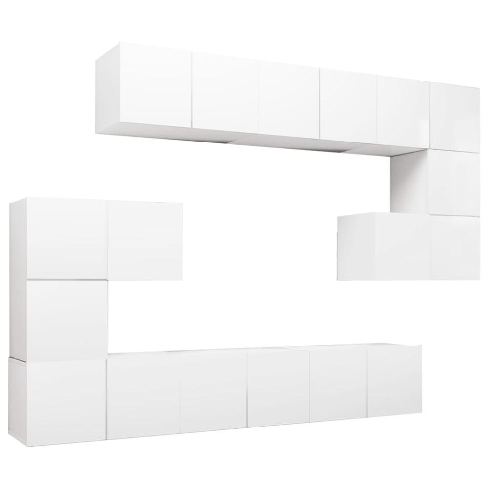 vidaXL Set dulapuri TV, 10 piese, alb, lemn prelucrat