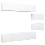 vidaXL Set dulapuri TV, 6 piese, alb, lemn prelucrat vidaXL Set dulapuri TV, 6 piese, alb, lemn prelucrat