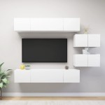 vidaXL Set dulapuri TV, 6 piese, alb, lemn prelucrat vidaXL Set dulapuri TV, 6 piese, alb, lemn prelucrat