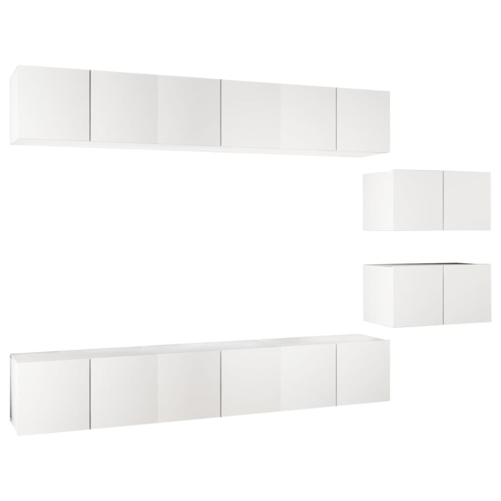 vidaXL Set dulapuri TV, 8 piese, alb, lemn prelucrat