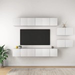 vidaXL Set dulapuri TV, 8 piese, alb, lemn prelucrat vidaXL Set dulapuri TV, 8 piese, alb, lemn prelucrat