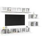 vidaXL Set dulapuri TV, 8 piese, alb, lemn prelucrat vidaXL Set dulapuri TV, 8 piese, alb, lemn prelucrat