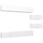 vidaXL Set dulapuri TV, 6 piese, alb, lemn prelucrat vidaXL Set dulapuri TV, 6 piese, alb, lemn prelucrat