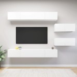 vidaXL Set dulapuri TV, 6 piese, alb, lemn prelucrat vidaXL Set dulapuri TV, 6 piese, alb, lemn prelucrat