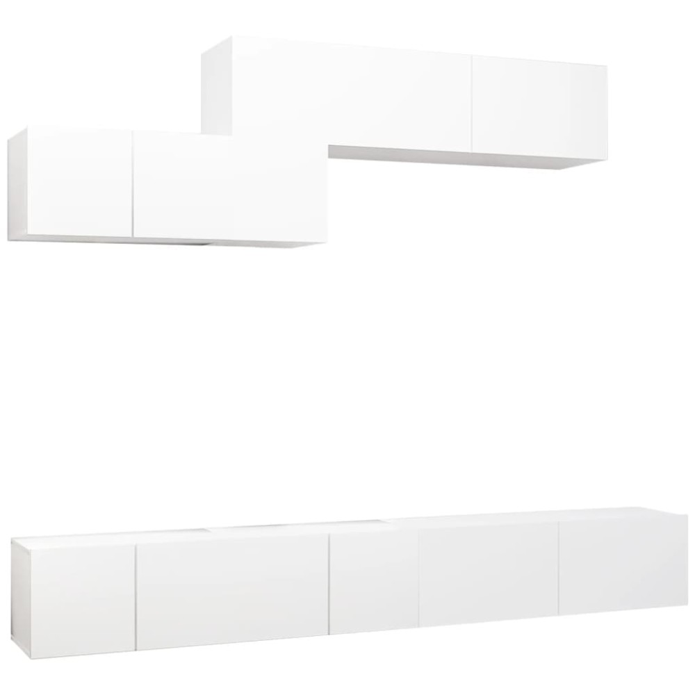 vidaXL Set dulapuri TV, 6 piese, alb, lemn prelucrat