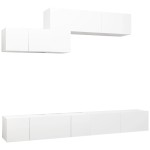 vidaXL Set dulapuri TV, 6 piese, alb, lemn prelucrat vidaXL Set dulapuri TV, 6 piese, alb, lemn prelucrat