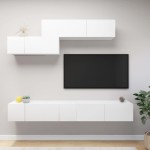 vidaXL Set dulapuri TV, 6 piese, alb, lemn prelucrat vidaXL Set dulapuri TV, 6 piese, alb, lemn prelucrat