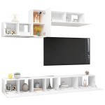 vidaXL Set dulapuri TV, 6 piese, alb, lemn prelucrat vidaXL Set dulapuri TV, 6 piese, alb, lemn prelucrat