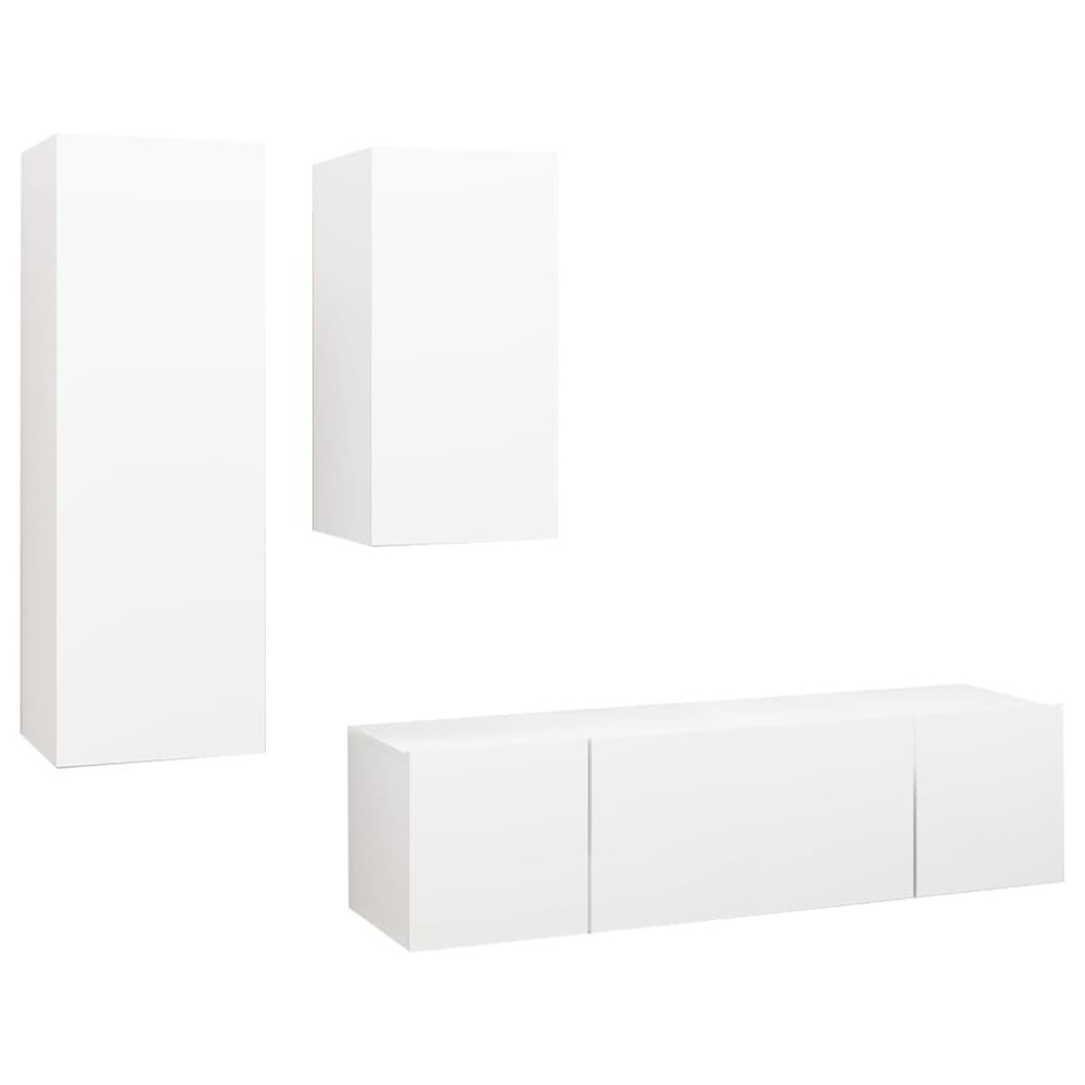 vidaXL Set dulapuri TV, 4 piese, alb, lemn prelucrat
