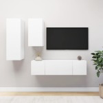 vidaXL Set dulapuri TV, 4 piese, alb, lemn prelucrat vidaXL Set dulapuri TV, 4 piese, alb, lemn prelucrat