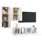 vidaXL Set dulapuri TV, 4 piese, alb, lemn prelucrat vidaXL Set dulapuri TV, 4 piese, alb, lemn prelucrat