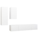 vidaXL Set dulapuri TV, 4 piese, alb, lemn prelucrat vidaXL Set dulapuri TV, 4 piese, alb, lemn prelucrat