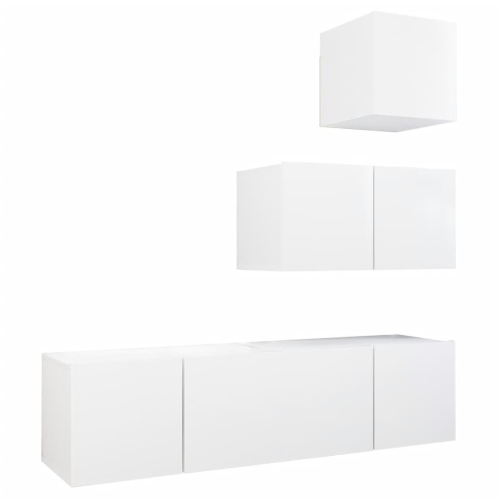 vidaXL Set dulapuri TV, 4 piese, alb, lemn prelucrat