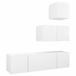 vidaXL Set dulapuri TV, 4 piese, alb, lemn prelucrat vidaXL Set dulapuri TV, 4 piese, alb, lemn prelucrat