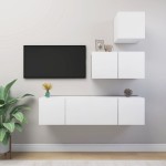 vidaXL Set dulapuri TV, 4 piese, alb, lemn prelucrat vidaXL Set dulapuri TV, 4 piese, alb, lemn prelucrat