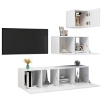 vidaXL Set dulapuri TV, 4 piese, alb, lemn prelucrat vidaXL Set dulapuri TV, 4 piese, alb, lemn prelucrat
