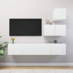 vidaXL Set dulapuri TV, 4 piese, alb, lemn prelucrat vidaXL Set dulapuri TV, 4 piese, alb, lemn prelucrat