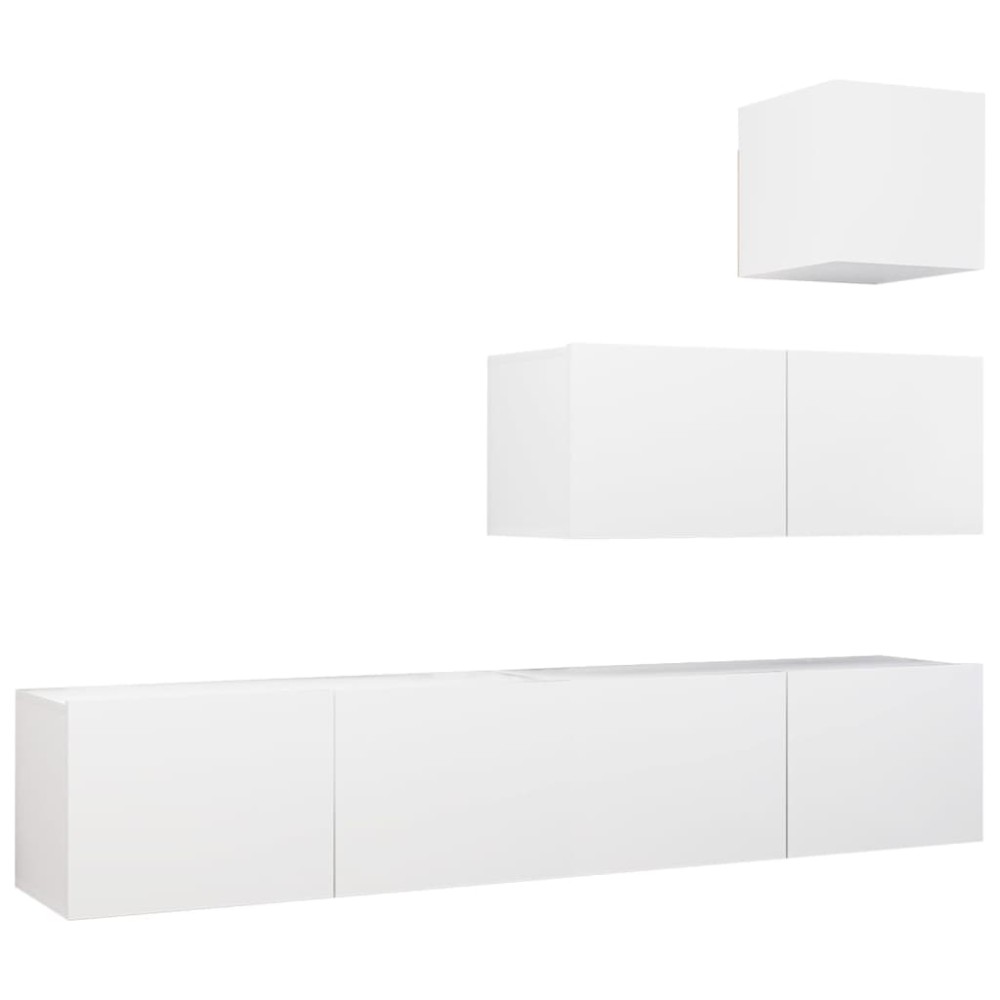 vidaXL Set dulapuri TV, 4 piese, alb, lemn prelucrat