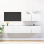 vidaXL Set dulapuri TV, 4 piese, alb, lemn prelucrat vidaXL Set dulapuri TV, 4 piese, alb, lemn prelucrat