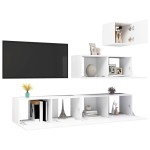 vidaXL Set dulapuri TV, 4 piese, alb, lemn prelucrat vidaXL Set dulapuri TV, 4 piese, alb, lemn prelucrat