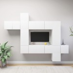 vidaXL Set dulapuri TV, 10 piese, alb, lemn prelucrat vidaXL Set dulapuri TV, 10 piese, alb, lemn prelucrat