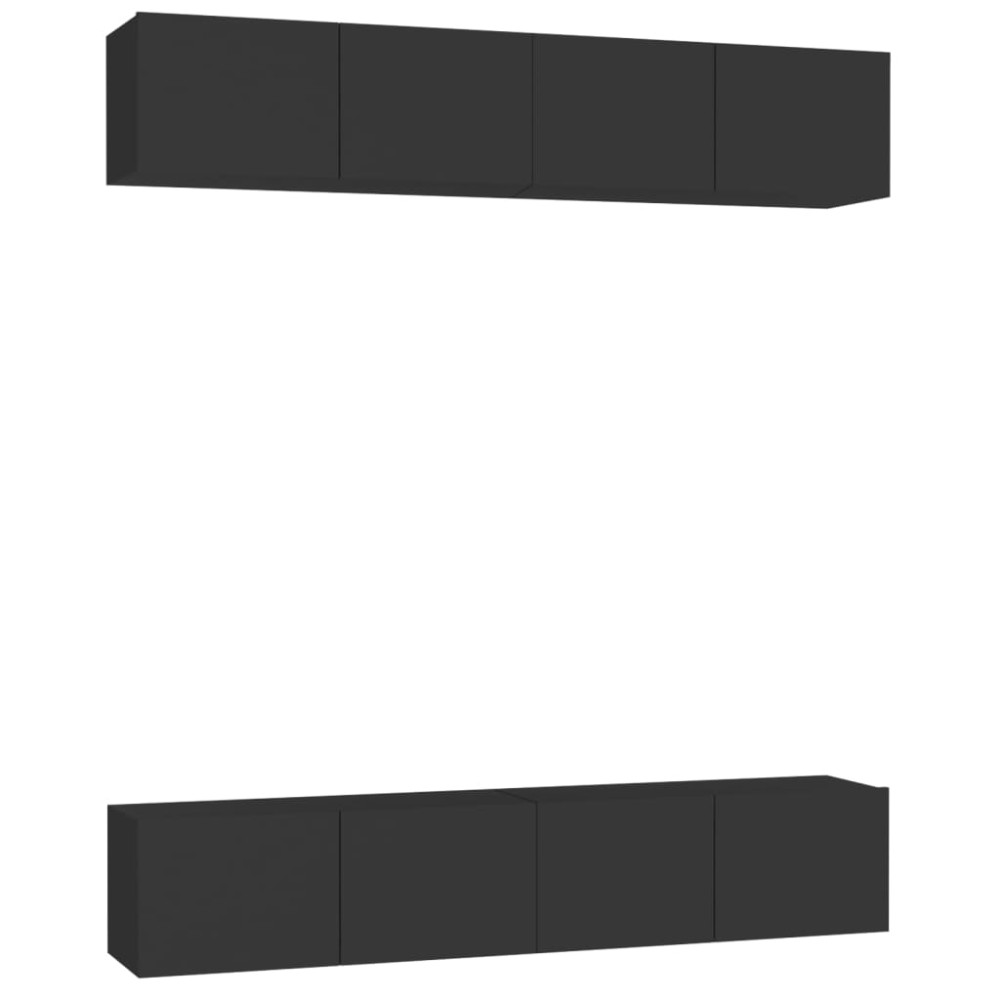 vidaXL Dulapuri TV, 4 buc., negru, 80x30x30 cm, lemn prelucrat