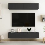 vidaXL Dulapuri TV, 4 buc., negru, 80x30x30 cm, lemn prelucrat