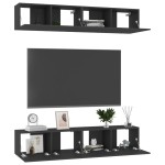 vidaXL Dulapuri TV, 4 buc., negru, 80x30x30 cm, lemn prelucrat