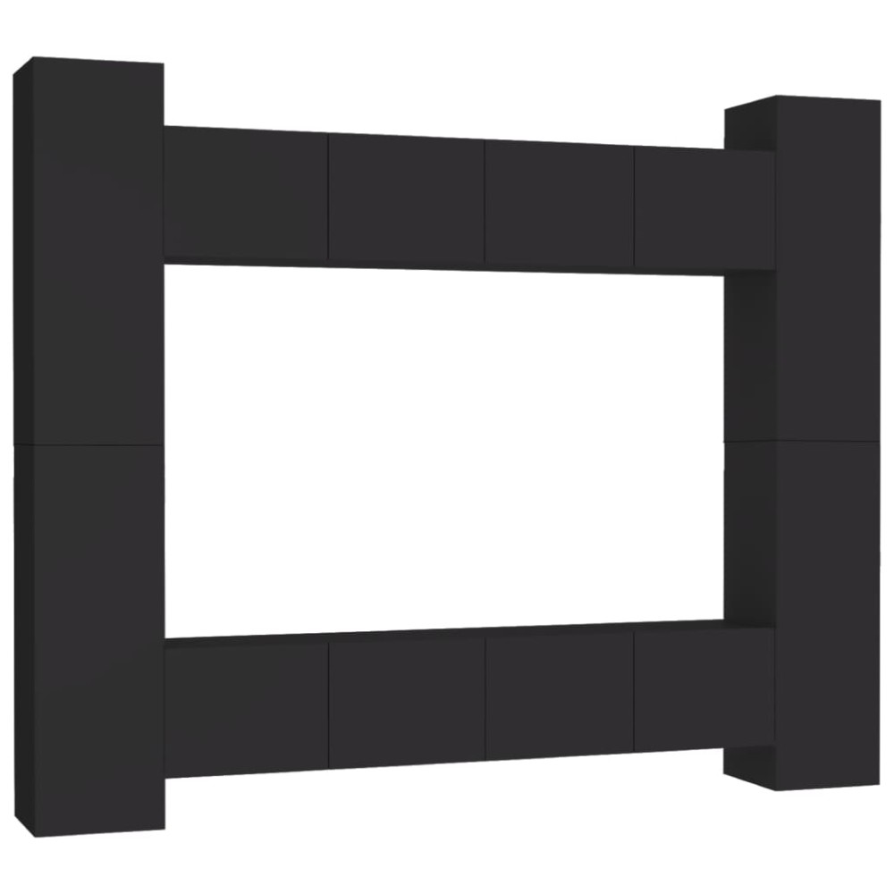 vidaXL Set dulapuri TV, 8 piese, negru, lemn prelucrat