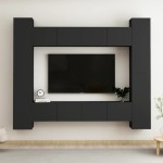 vidaXL Set dulapuri TV, 8 piese, negru, lemn prelucrat vidaXL Set dulapuri TV, 8 piese, negru, lemn prelucrat