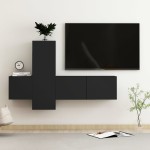 vidaXL Set dulapuri TV, 3 buc., negru, lemn prelucrat vidaXL Set dulapuri TV, 3 buc., negru, lemn prelucrat