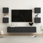 vidaXL Set dulapuri TV, 6 buc., negru, lemn prelucrat vidaXL Set dulapuri TV, 6 buc., negru, lemn prelucrat
