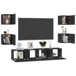 vidaXL Set dulapuri TV, 6 buc., negru, lemn prelucrat vidaXL Set dulapuri TV, 6 buc., negru, lemn prelucrat