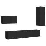 vidaXL Set dulapuri TV, 4 buc., negru, lemn prelucrat vidaXL Set dulapuri TV, 4 buc., negru, lemn prelucrat