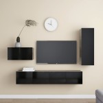 vidaXL Set dulapuri TV, 4 buc., negru, lemn prelucrat vidaXL Set dulapuri TV, 4 buc., negru, lemn prelucrat