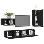 vidaXL Set dulapuri TV, 4 buc., negru, lemn prelucrat vidaXL Set dulapuri TV, 4 buc., negru, lemn prelucrat