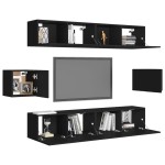 vidaXL Set dulapuri TV, 6 piese, negru, lemn prelucrat
