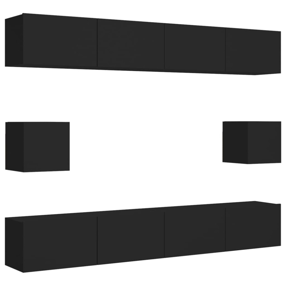 vidaXL Set dulapuri TV, 6 piese, negru, lemn prelucrat