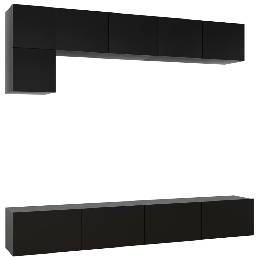 vidaXL Set dulapuri TV, 5 piese, negru, lemn prelucrat