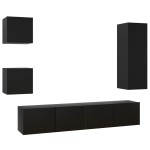 vidaXL Set dulapuri TV, 5 piese, negru, lemn prelucrat vidaXL Set dulapuri TV, 5 piese, negru, lemn prelucrat