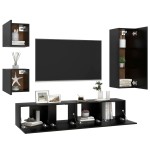vidaXL Set dulapuri TV, 5 piese, negru, lemn prelucrat vidaXL Set dulapuri TV, 5 piese, negru, lemn prelucrat