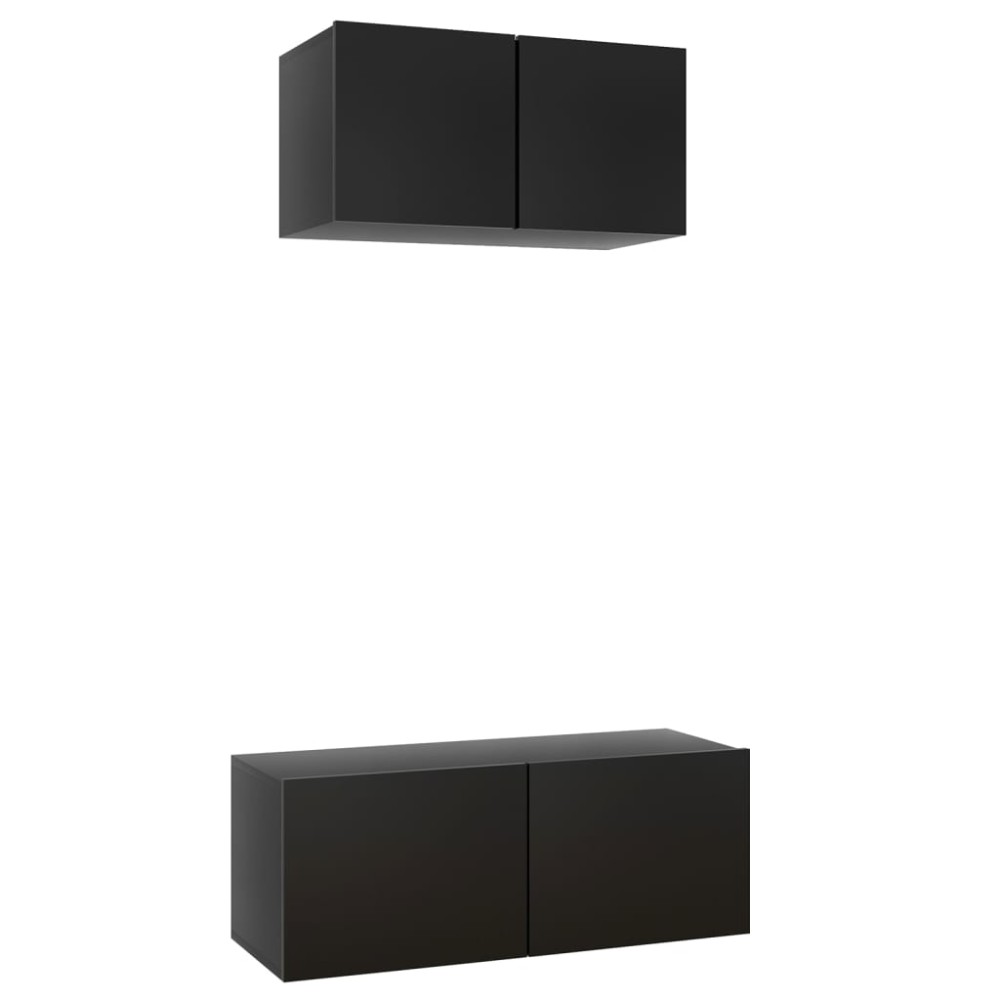 vidaXL Set dulapuri TV, 2 piese, negru, lemn prelucrat